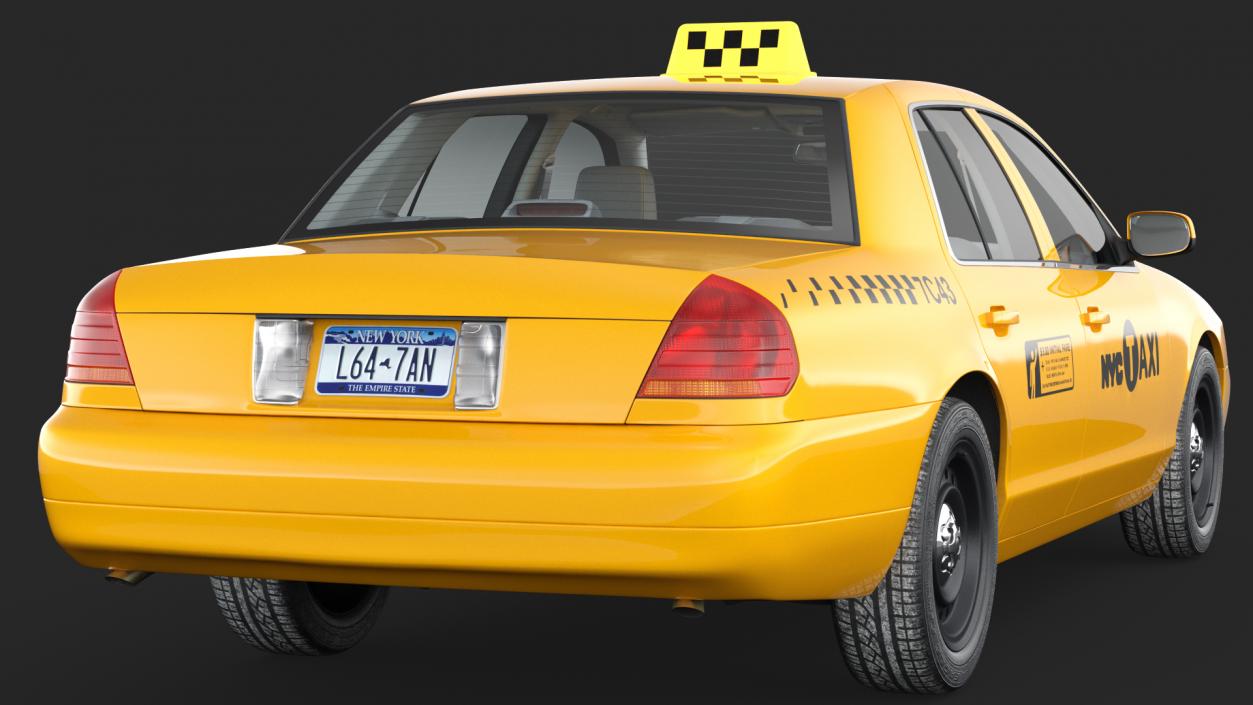 3D Ford Crown Victoria Yellow Taxi 2011 Rigged model