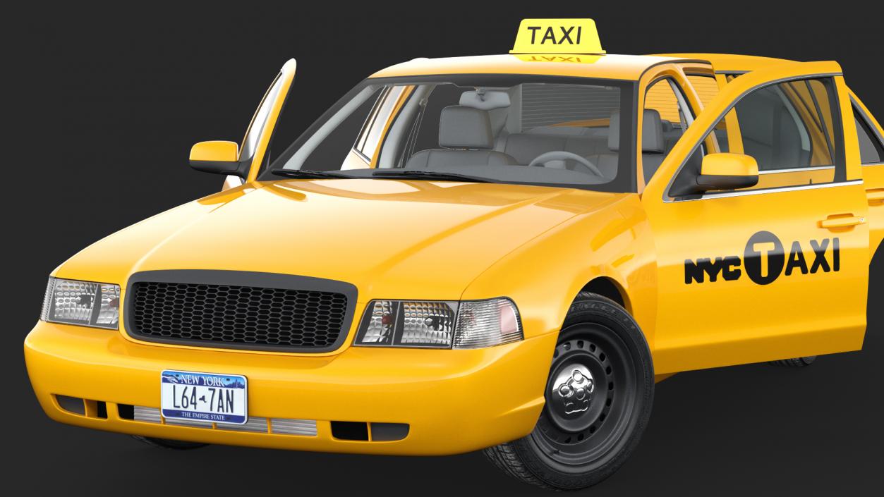 3D Ford Crown Victoria Yellow Taxi 2011 Rigged model