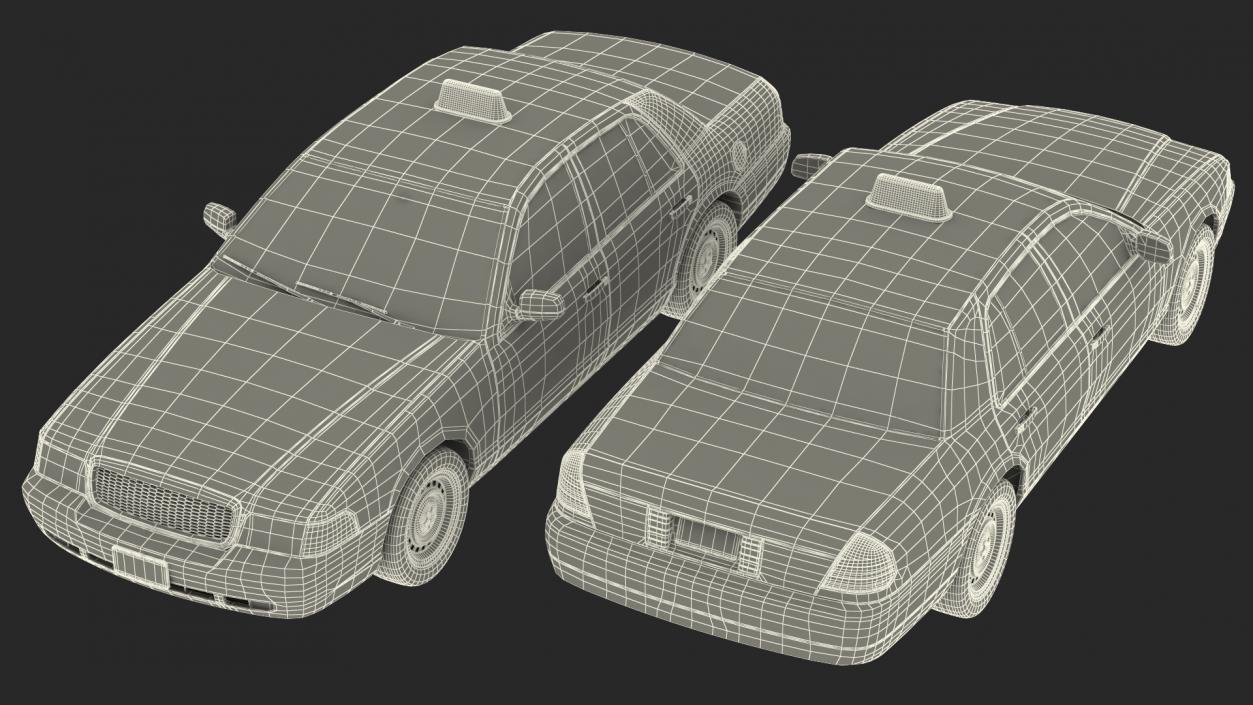 3D Ford Crown Victoria Yellow Taxi 2011 Rigged model