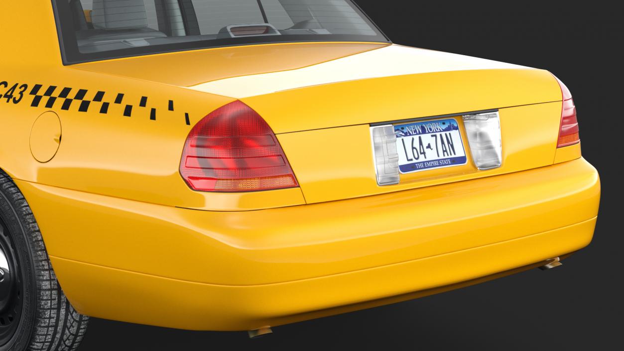 3D Ford Crown Victoria Yellow Taxi 2011 Rigged model