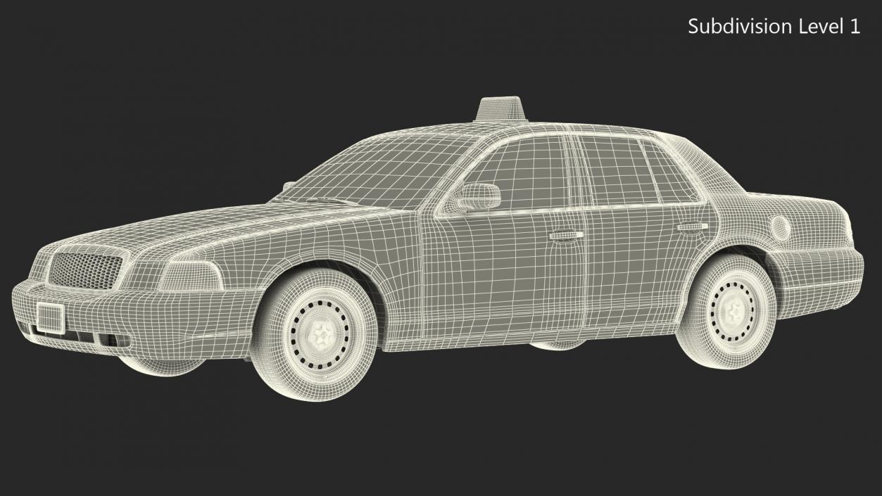 3D Ford Crown Victoria Yellow Taxi 2011 Rigged model