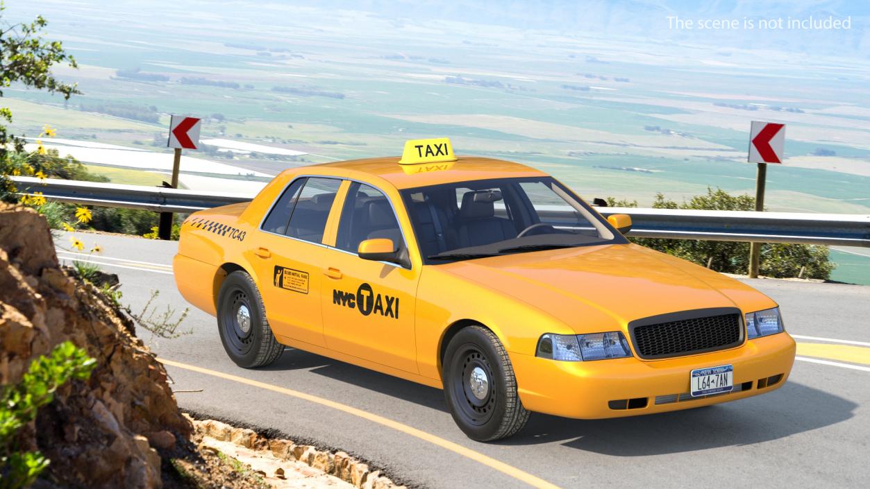 3D Ford Crown Victoria Yellow Taxi 2011 Rigged model