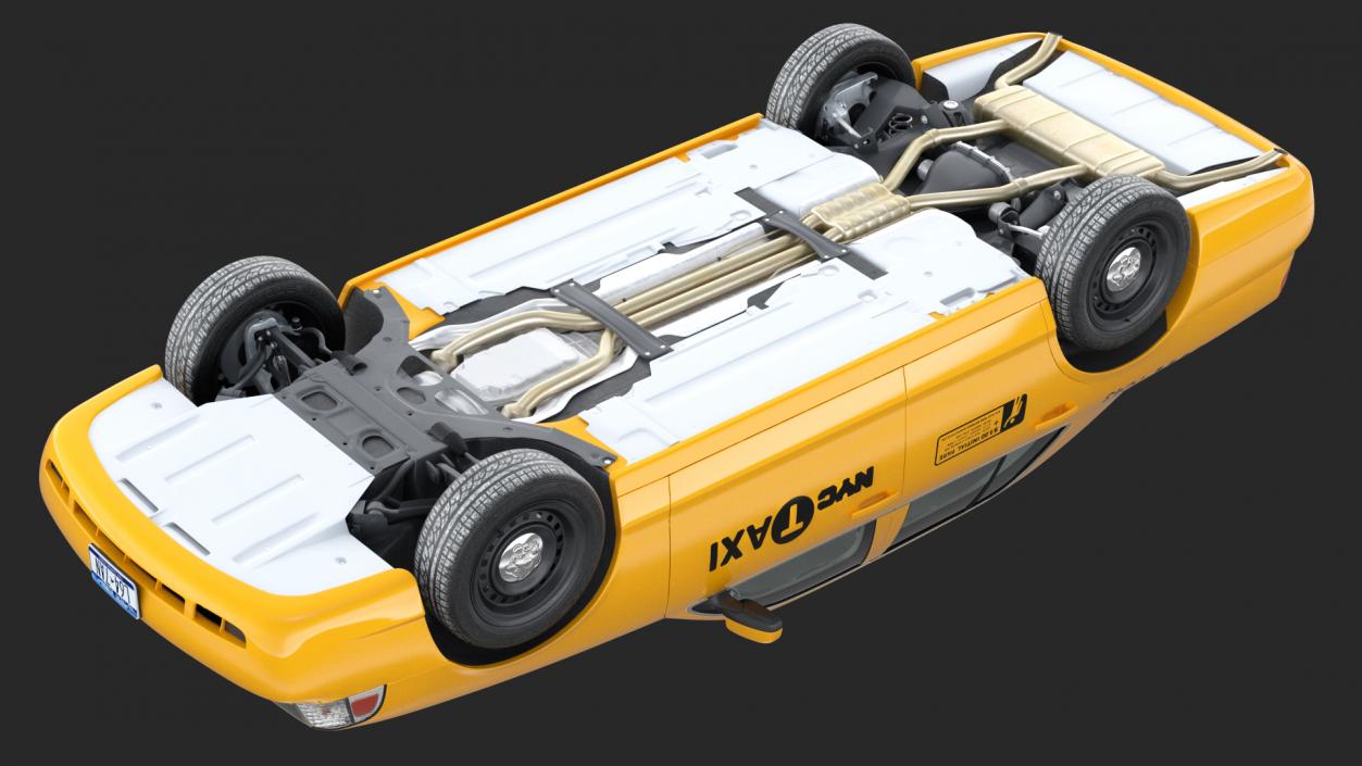 3D Ford Crown Victoria Yellow Taxi 2011 Rigged model