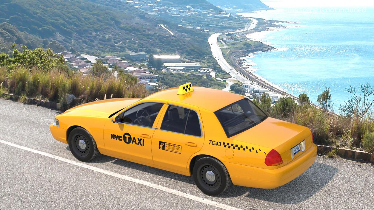 3D Ford Crown Victoria Yellow Taxi 2011 Rigged model