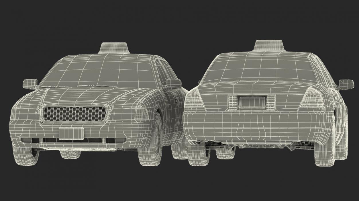 3D Ford Crown Victoria Yellow Taxi 2011 Rigged model