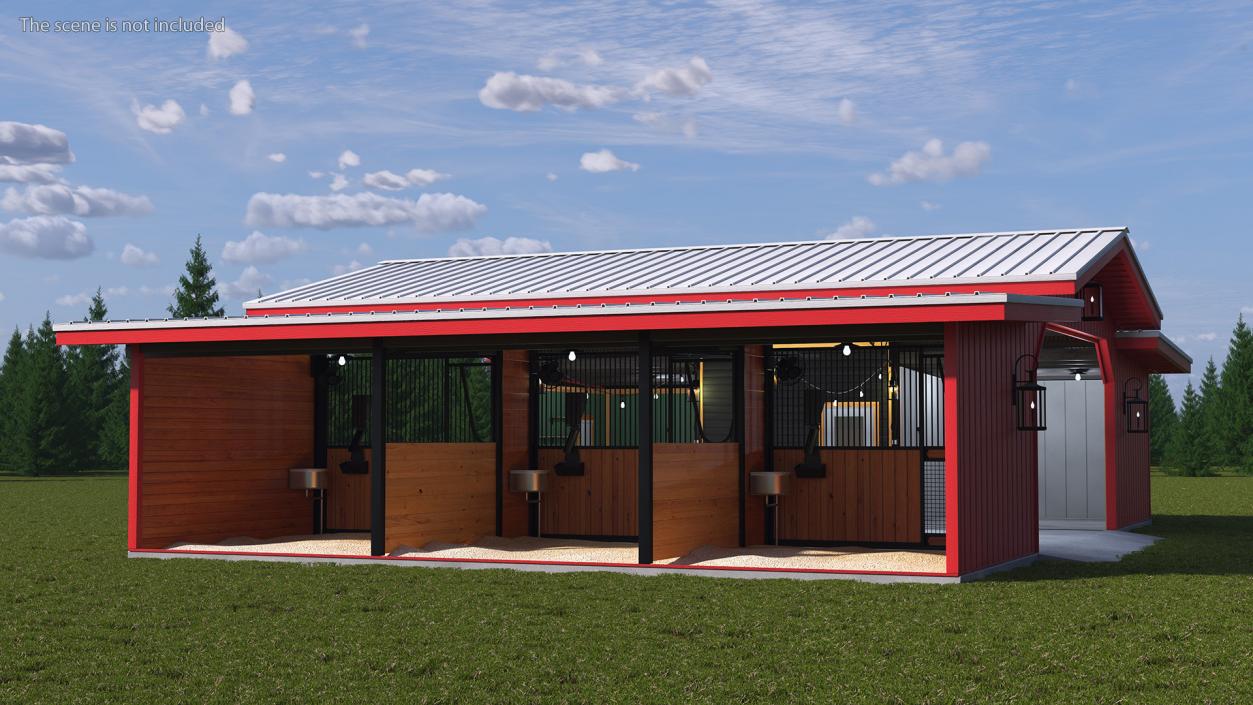 Horse Barn Red 3D model