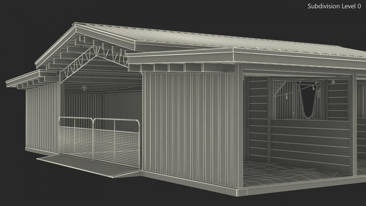 Horse Barn Red 3D model