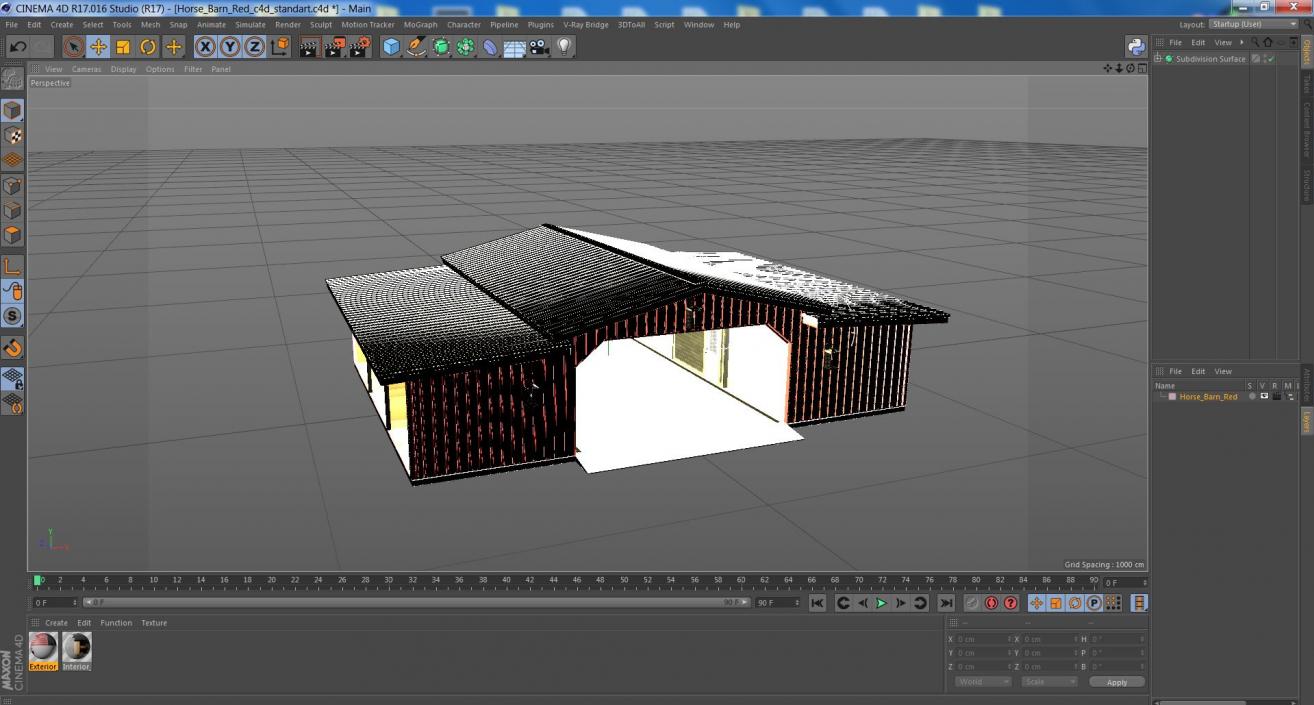 Horse Barn Red 3D model