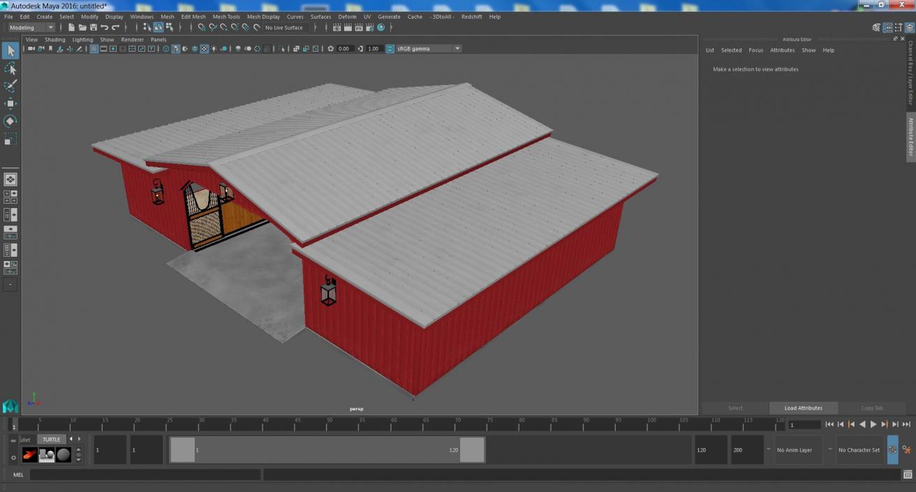 Horse Barn Red 3D model