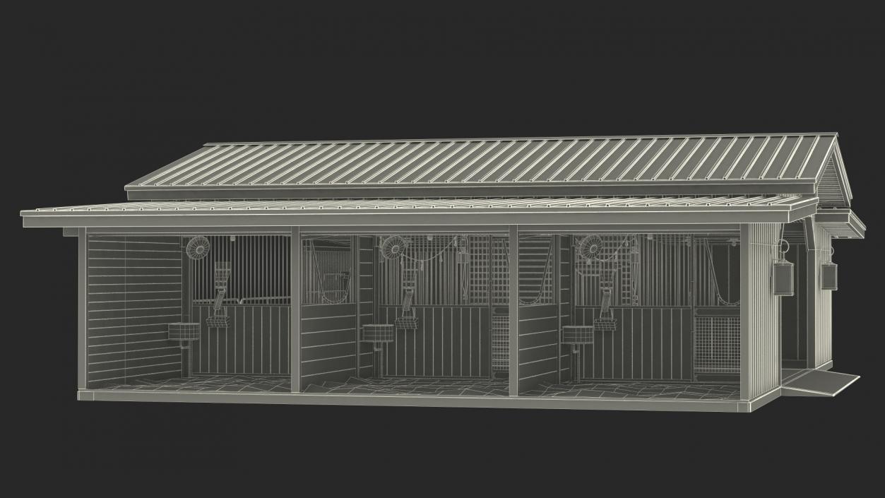 Horse Barn Red 3D model