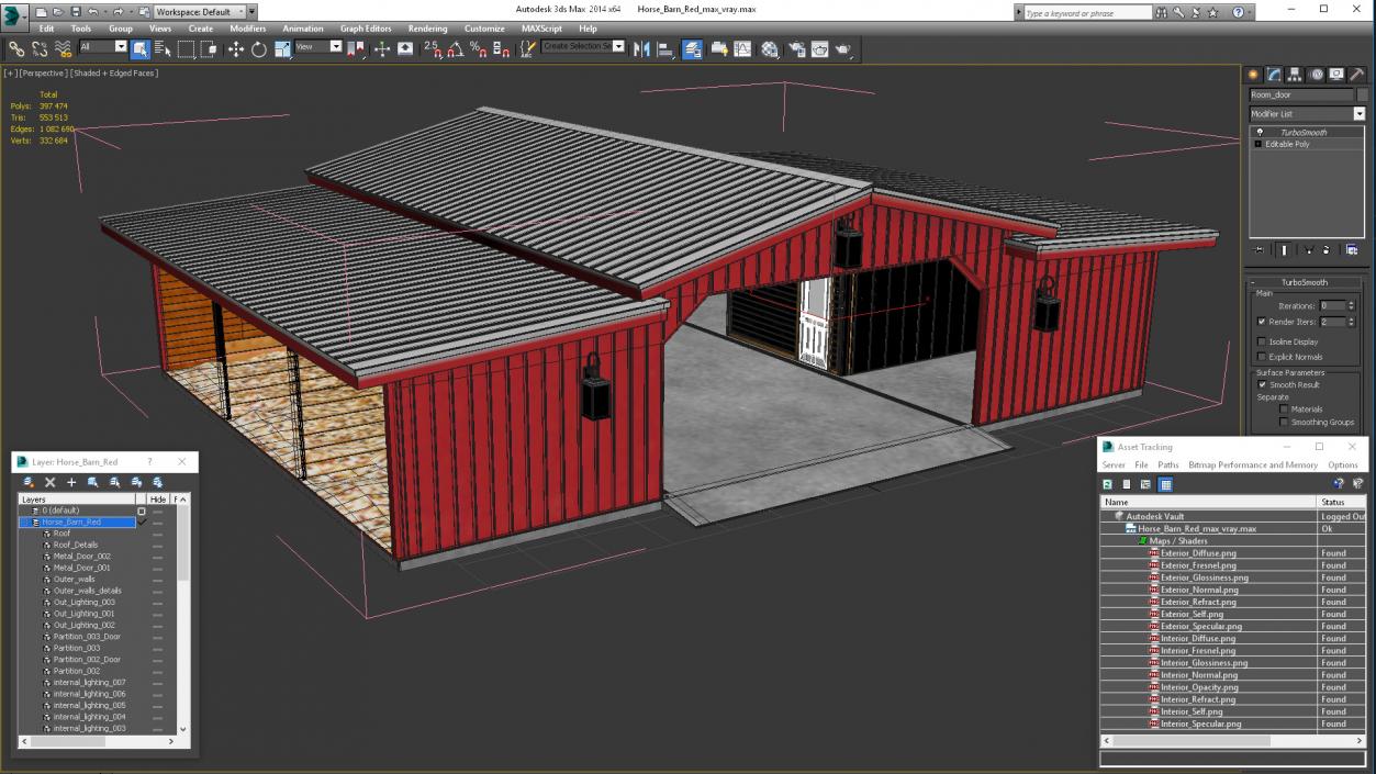 Horse Barn Red 3D model