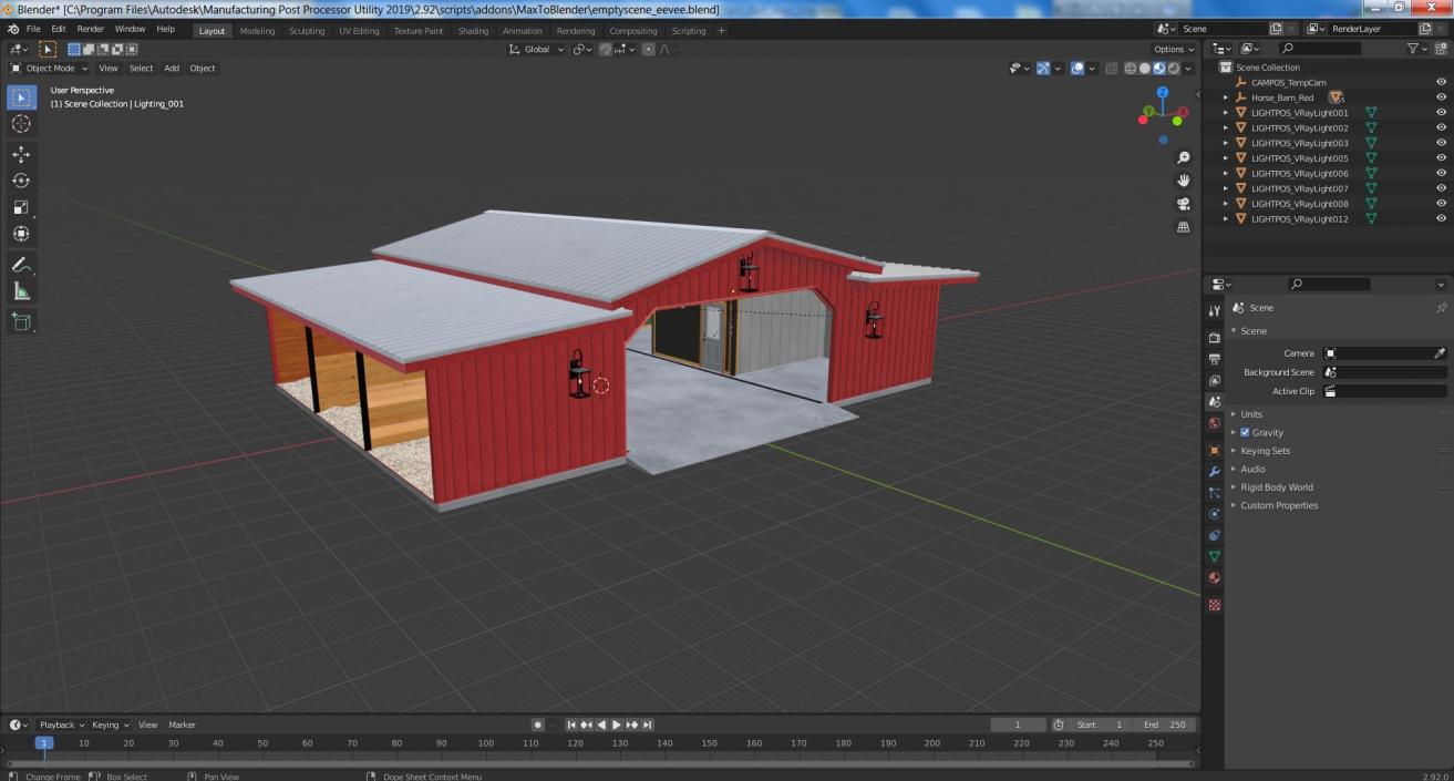 Horse Barn Red 3D model