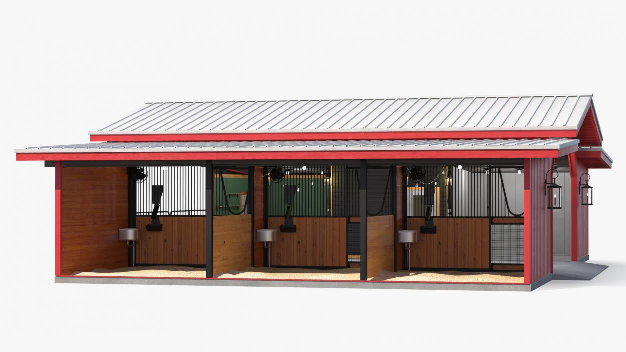 Horse Barn Red 3D model