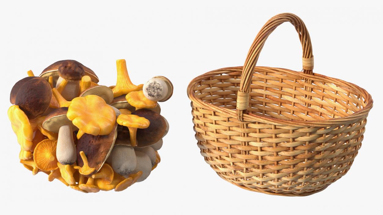 3D Baskets of Mushrooms Collection