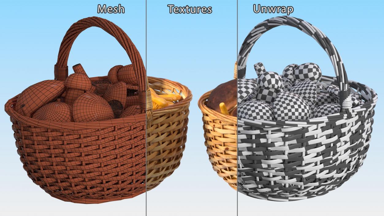 3D Baskets of Mushrooms Collection