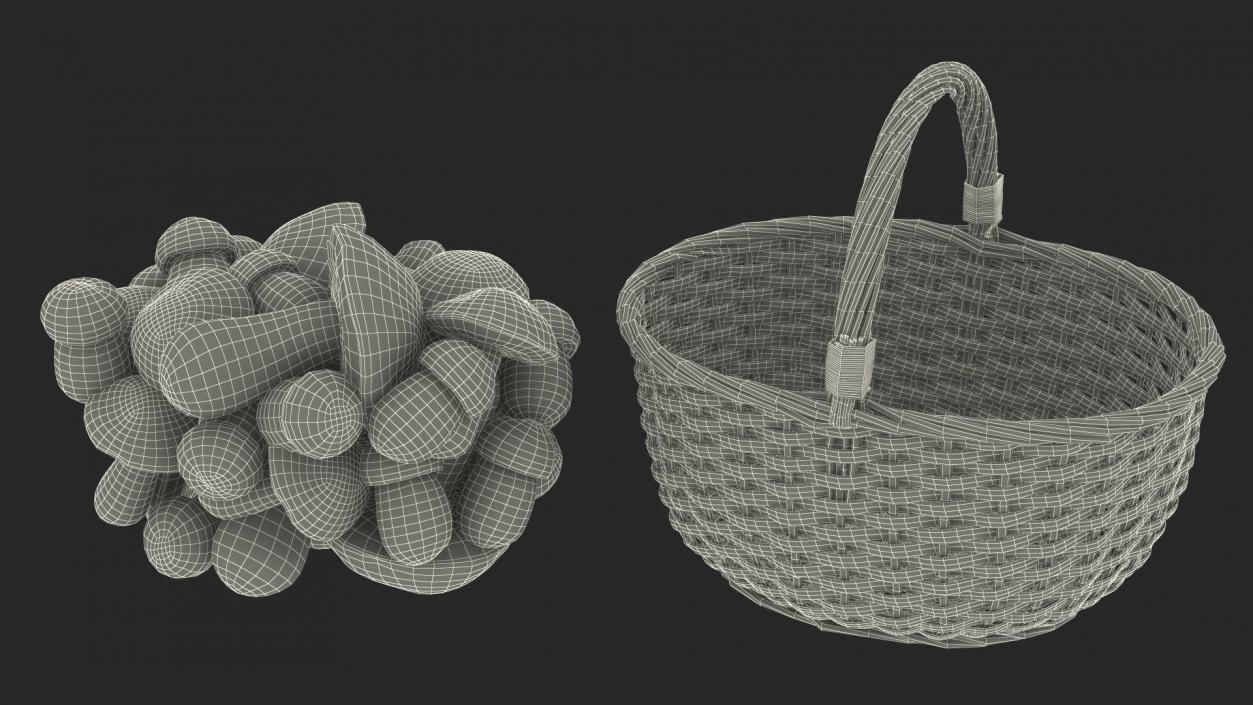 3D Baskets of Mushrooms Collection