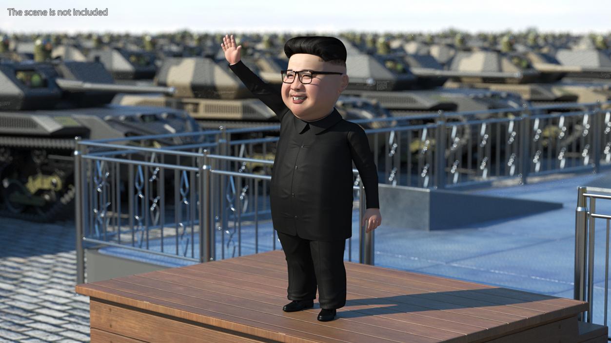 3D model Cartoon Kim Jong Un Waving his Hand