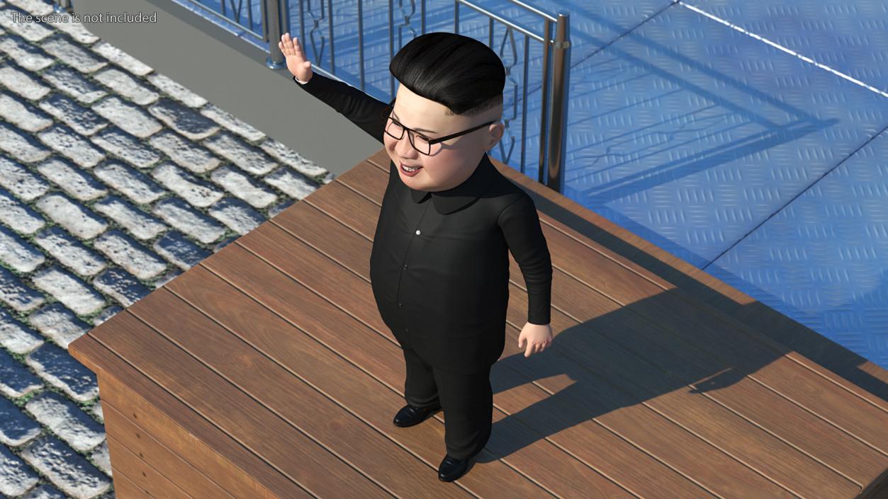 3D model Cartoon Kim Jong Un Waving his Hand