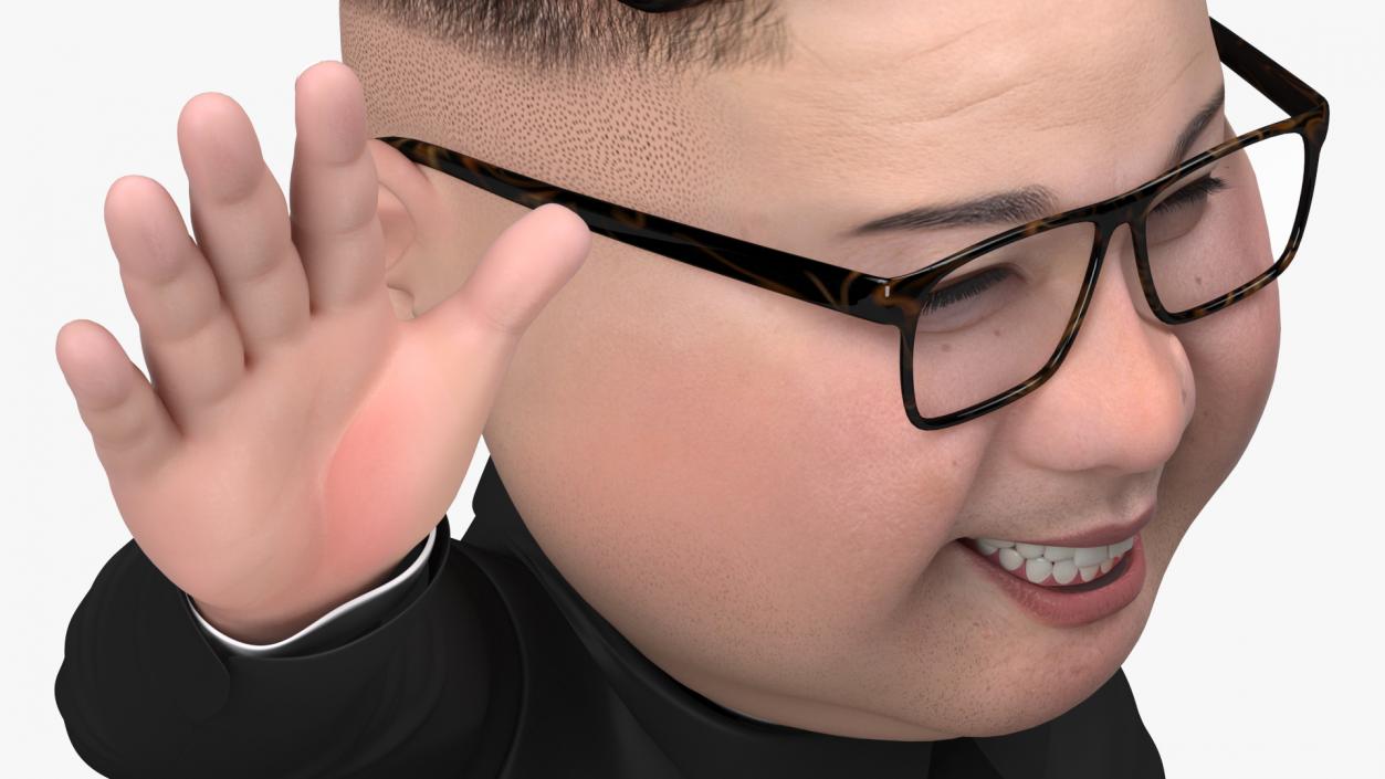 3D model Cartoon Kim Jong Un Waving his Hand