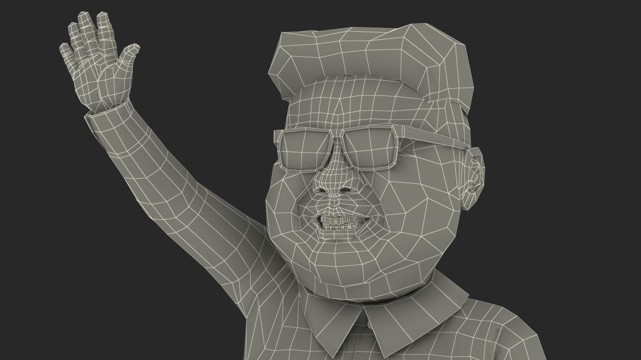 3D model Cartoon Kim Jong Un Waving his Hand