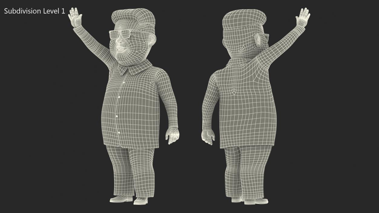 3D model Cartoon Kim Jong Un Waving his Hand