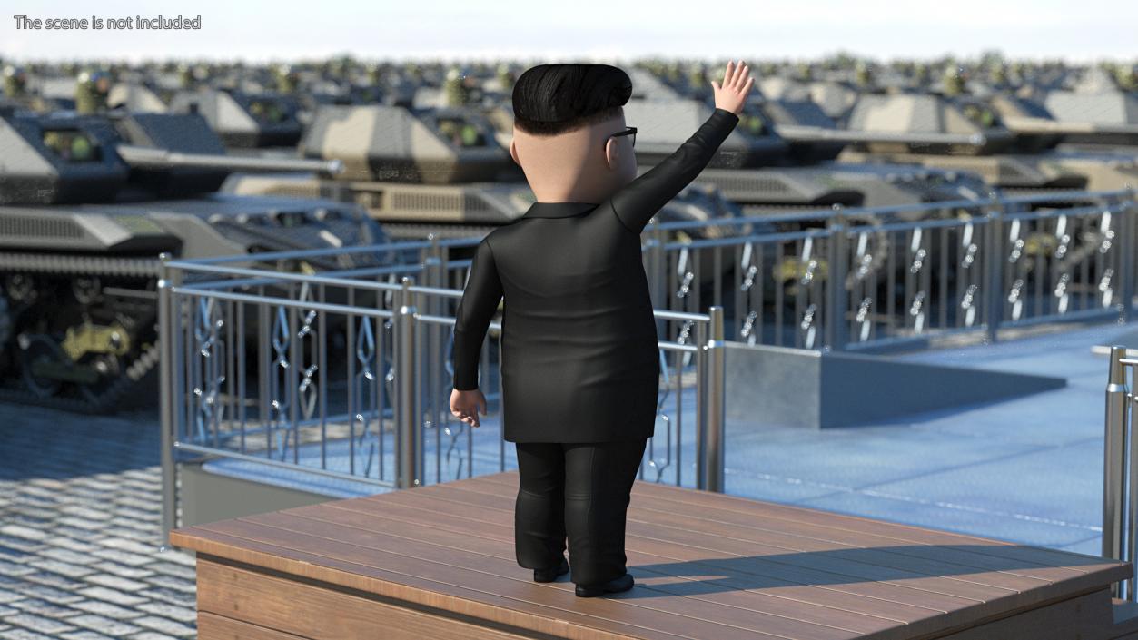 3D model Cartoon Kim Jong Un Waving his Hand