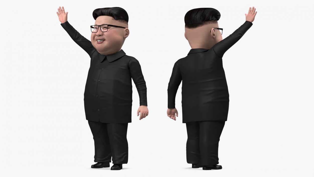 3D model Cartoon Kim Jong Un Waving his Hand