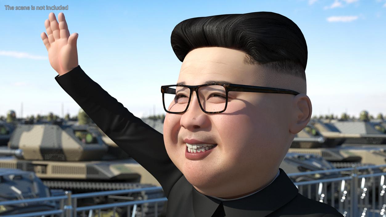 3D model Cartoon Kim Jong Un Waving his Hand