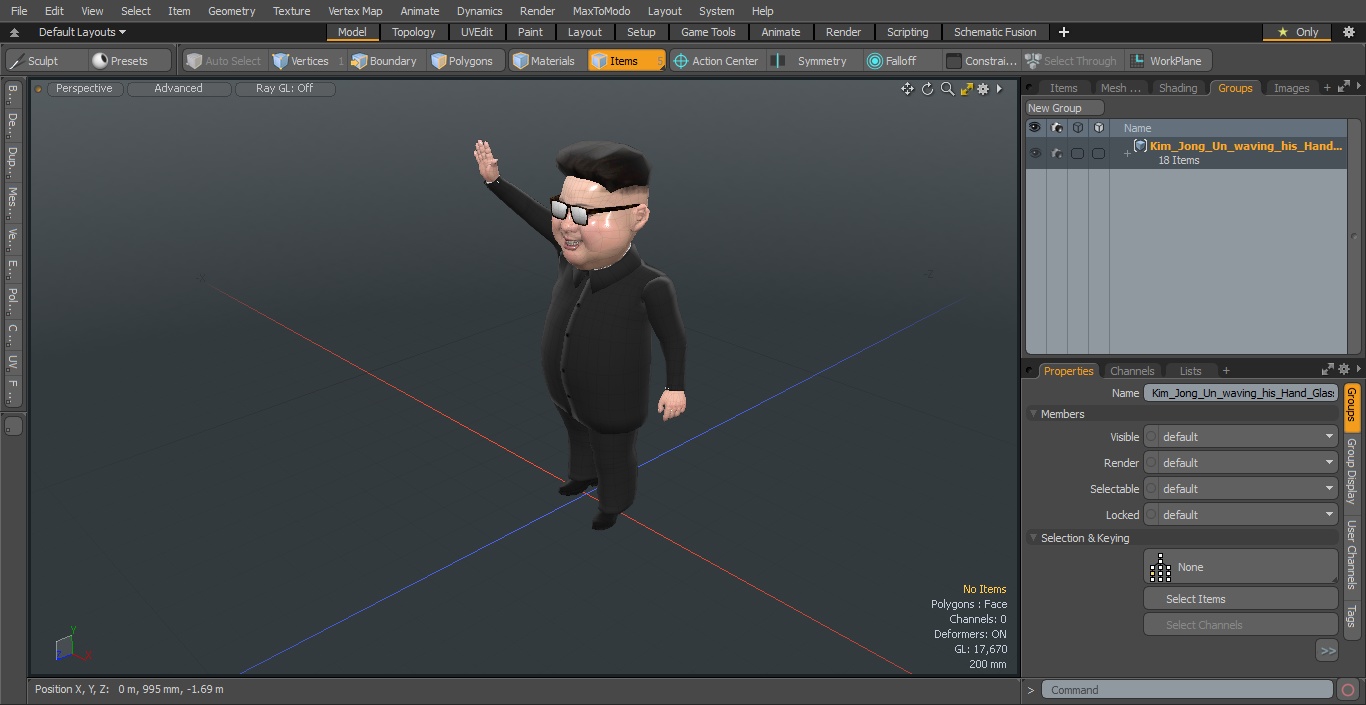 3D model Cartoon Kim Jong Un Waving his Hand