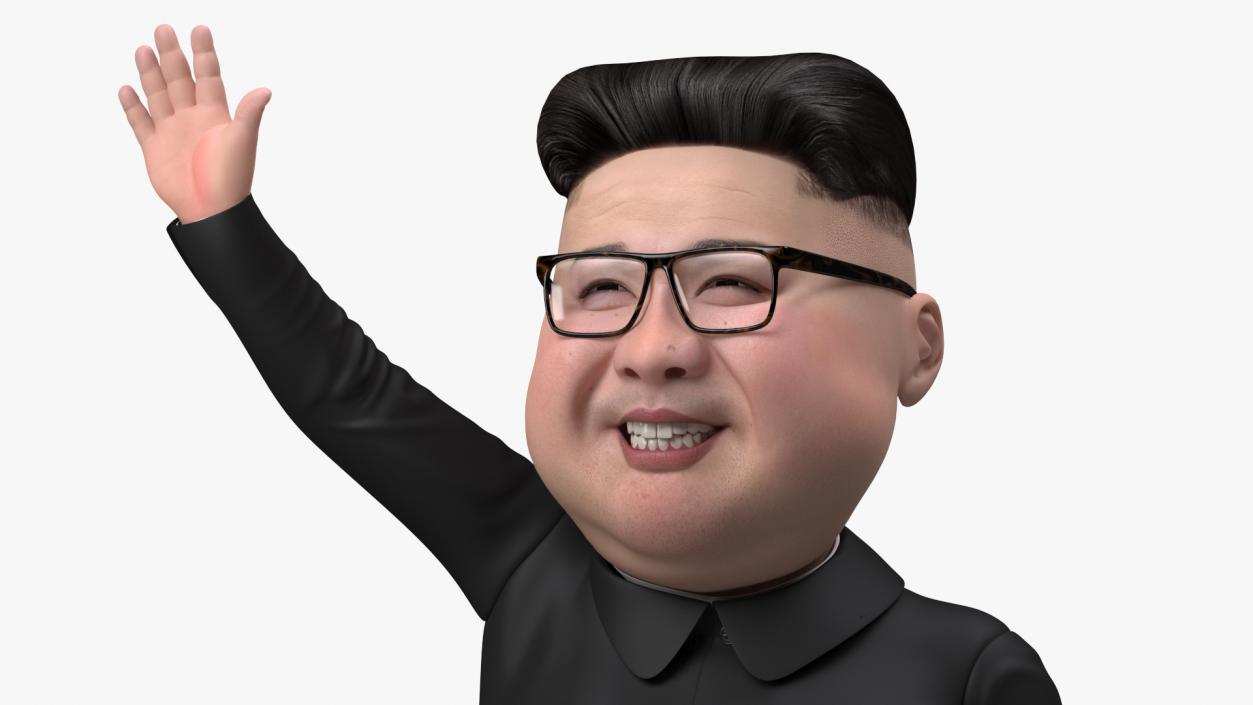 3D model Cartoon Kim Jong Un Waving his Hand