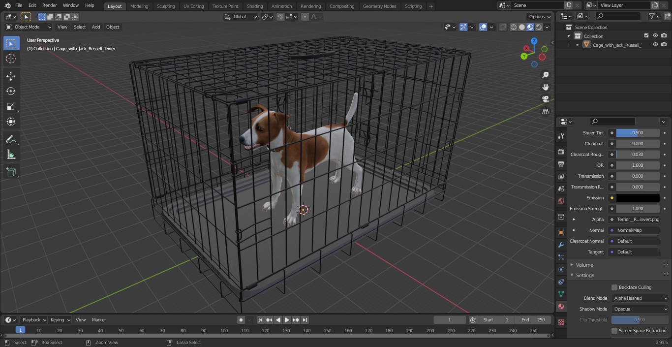 3D model Cage with Jack Russell Terrier