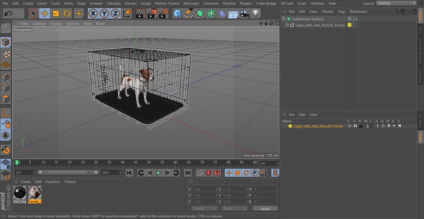 3D model Cage with Jack Russell Terrier