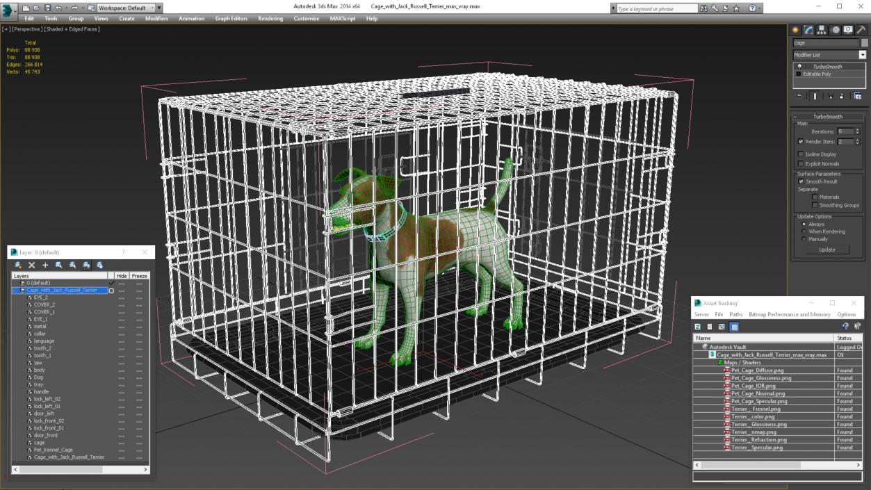 3D model Cage with Jack Russell Terrier