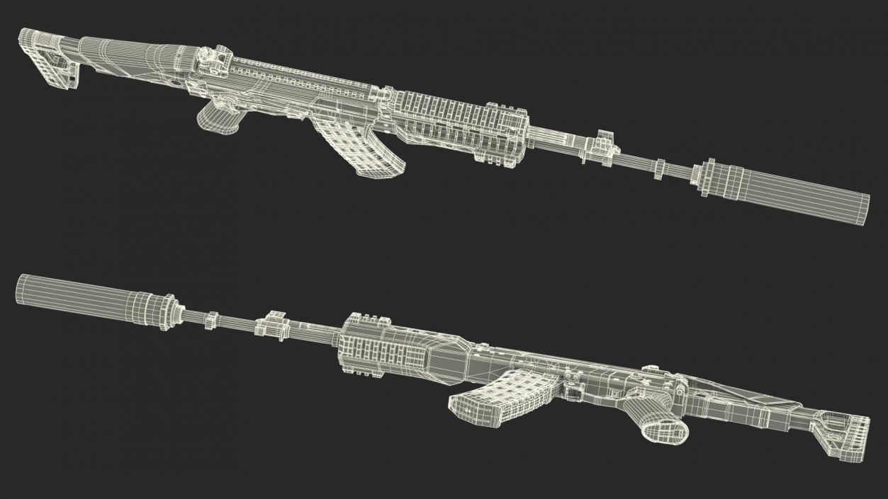 3D Shabby AK-12 Silenced Assault Weapon