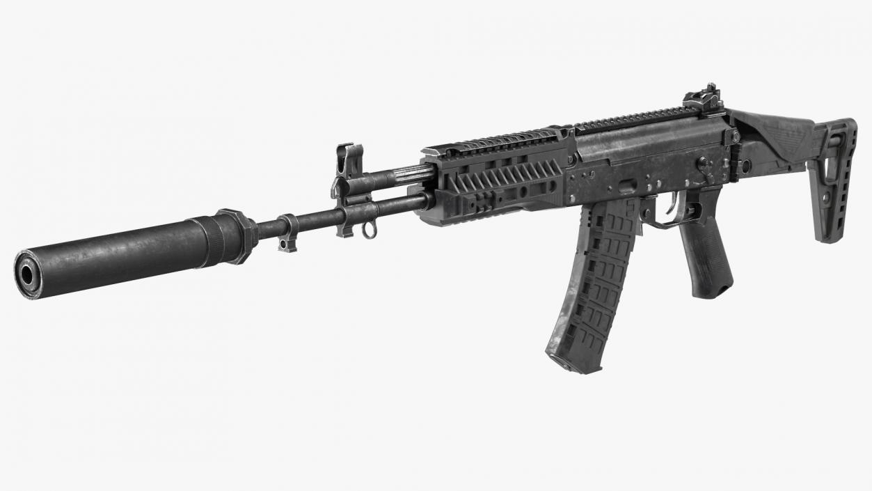 3D Shabby AK-12 Silenced Assault Weapon