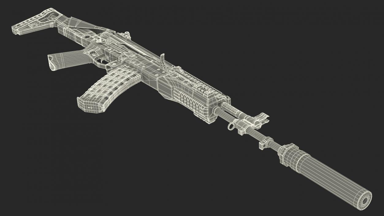 3D Shabby AK-12 Silenced Assault Weapon