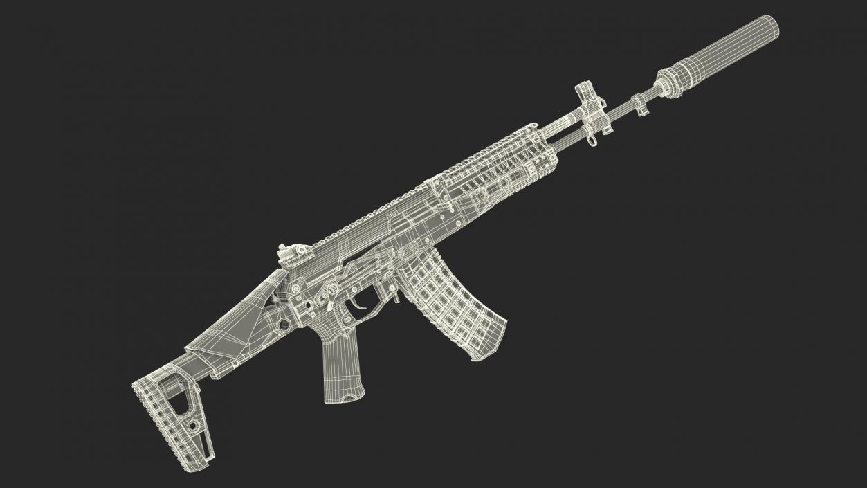 3D Shabby AK-12 Silenced Assault Weapon