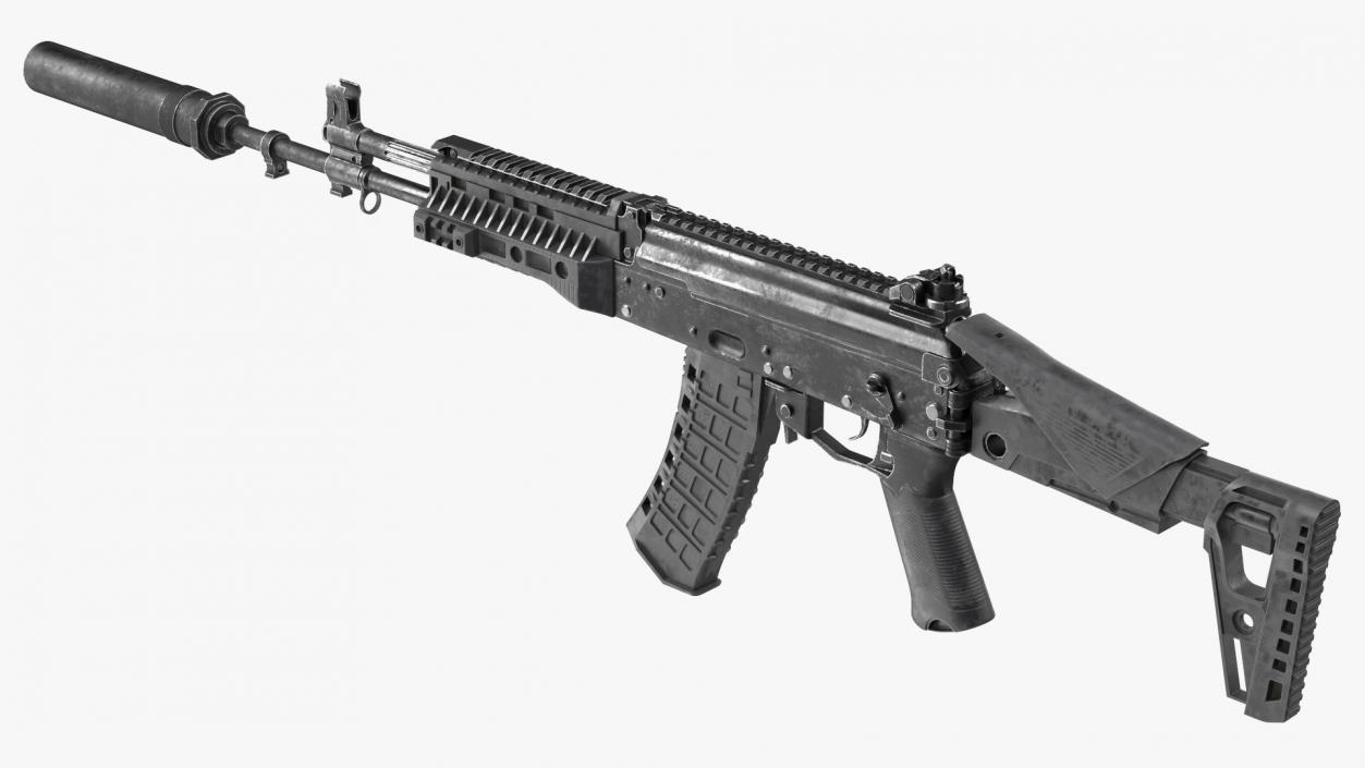 3D Shabby AK-12 Silenced Assault Weapon