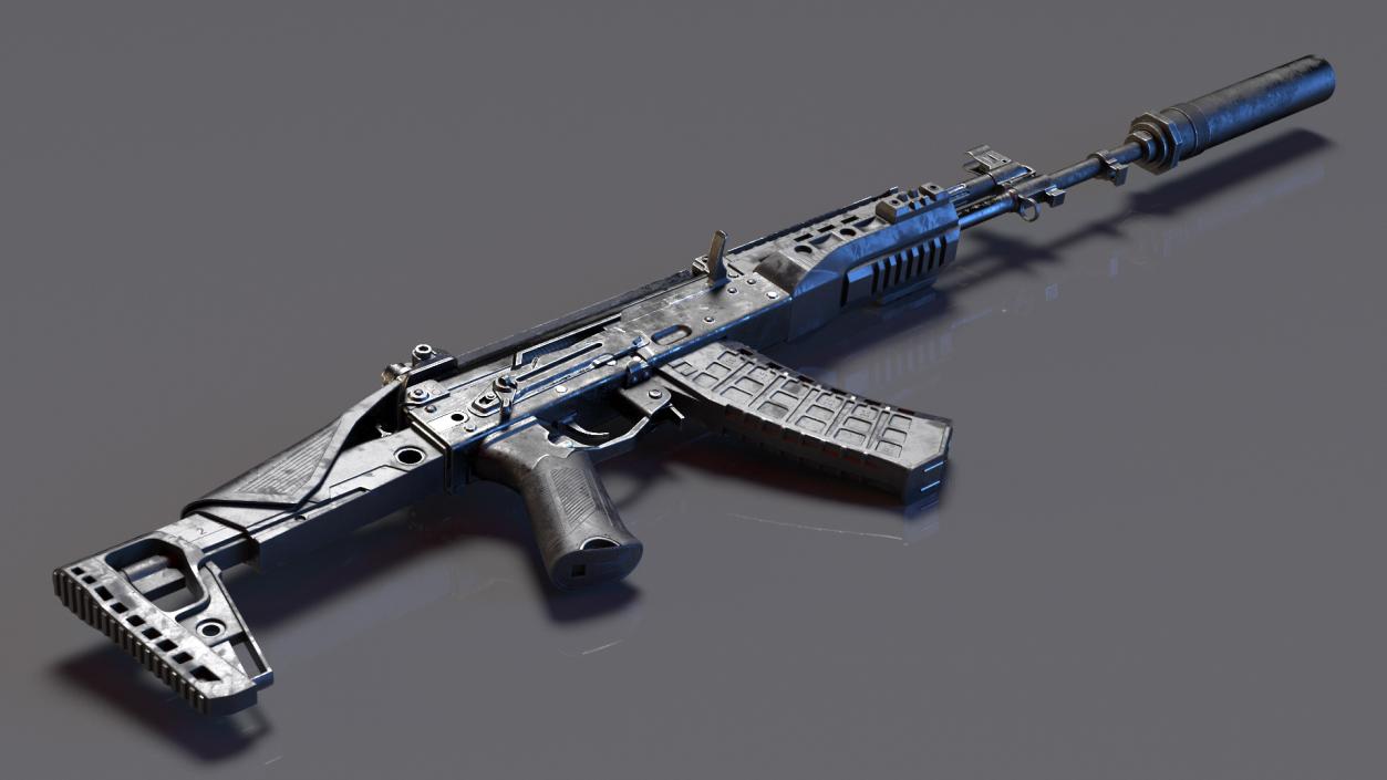 3D Shabby AK-12 Silenced Assault Weapon