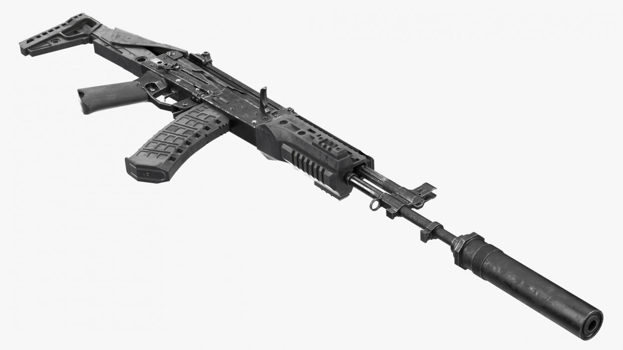 3D Shabby AK-12 Silenced Assault Weapon