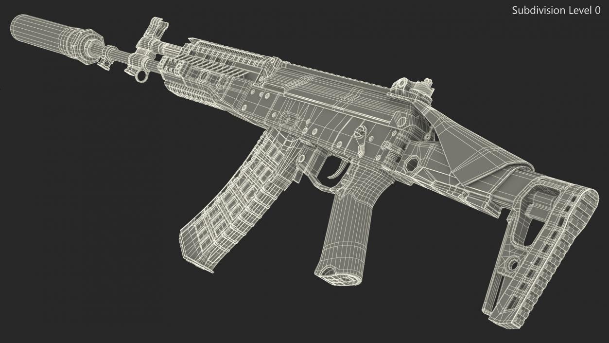 3D Shabby AK-12 Silenced Assault Weapon