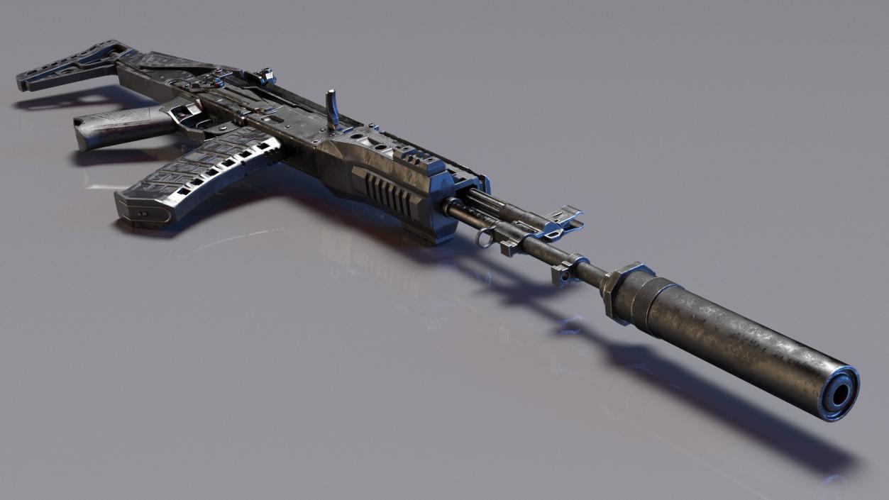 3D Shabby AK-12 Silenced Assault Weapon