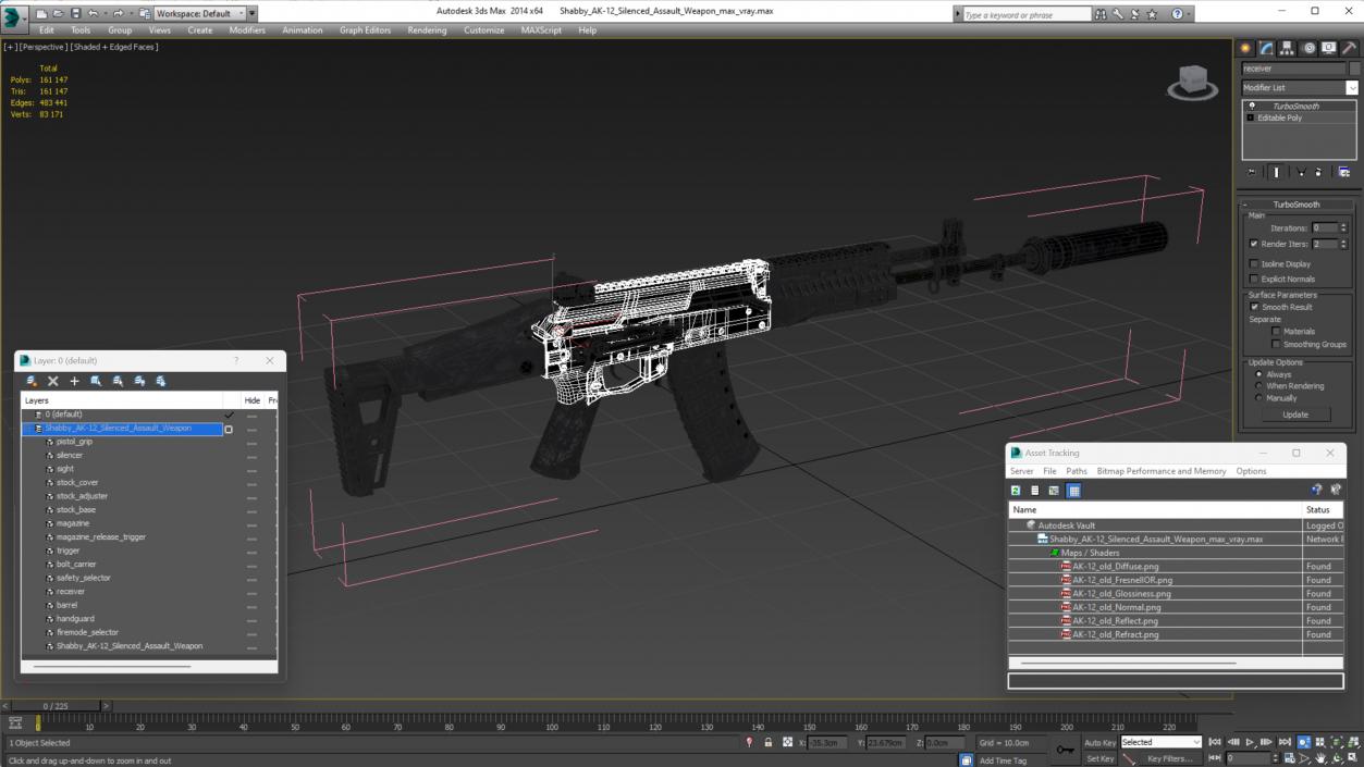 3D Shabby AK-12 Silenced Assault Weapon