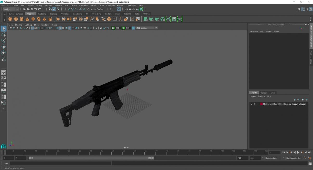 3D Shabby AK-12 Silenced Assault Weapon