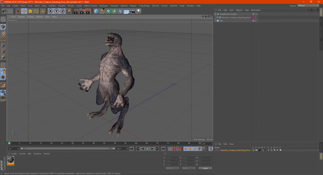 3D model Monster Creature Standing Pose