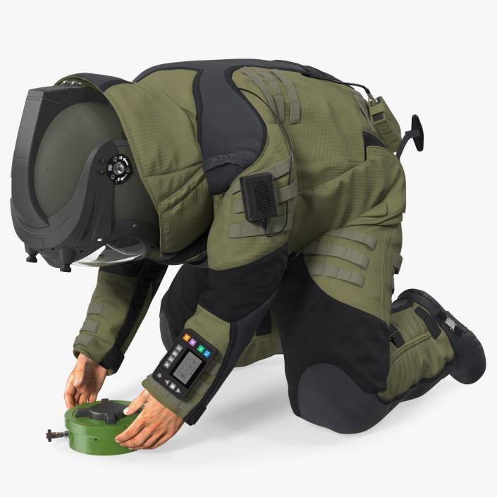 3D Man in Bomb Suit EOD 10 Disarms Mine