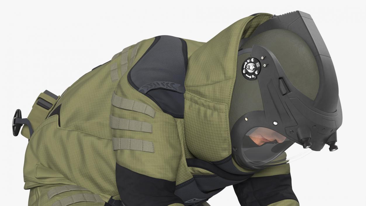 3D Man in Bomb Suit EOD 10 Disarms Mine