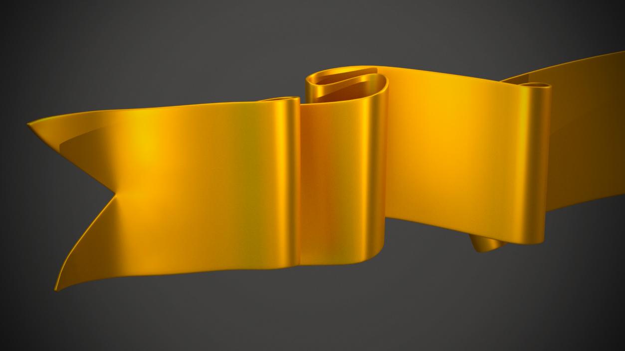 3D Golden Label Ribbon Banner