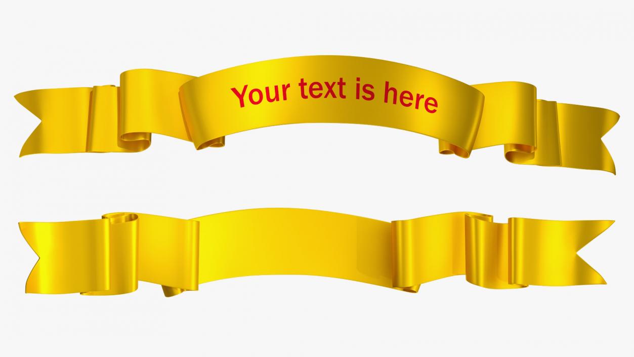 3D Golden Label Ribbon Banner