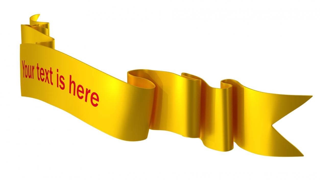 3D Golden Label Ribbon Banner